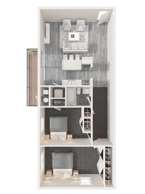Floor plan for 2 beds, 1 bath, 1054 sqft